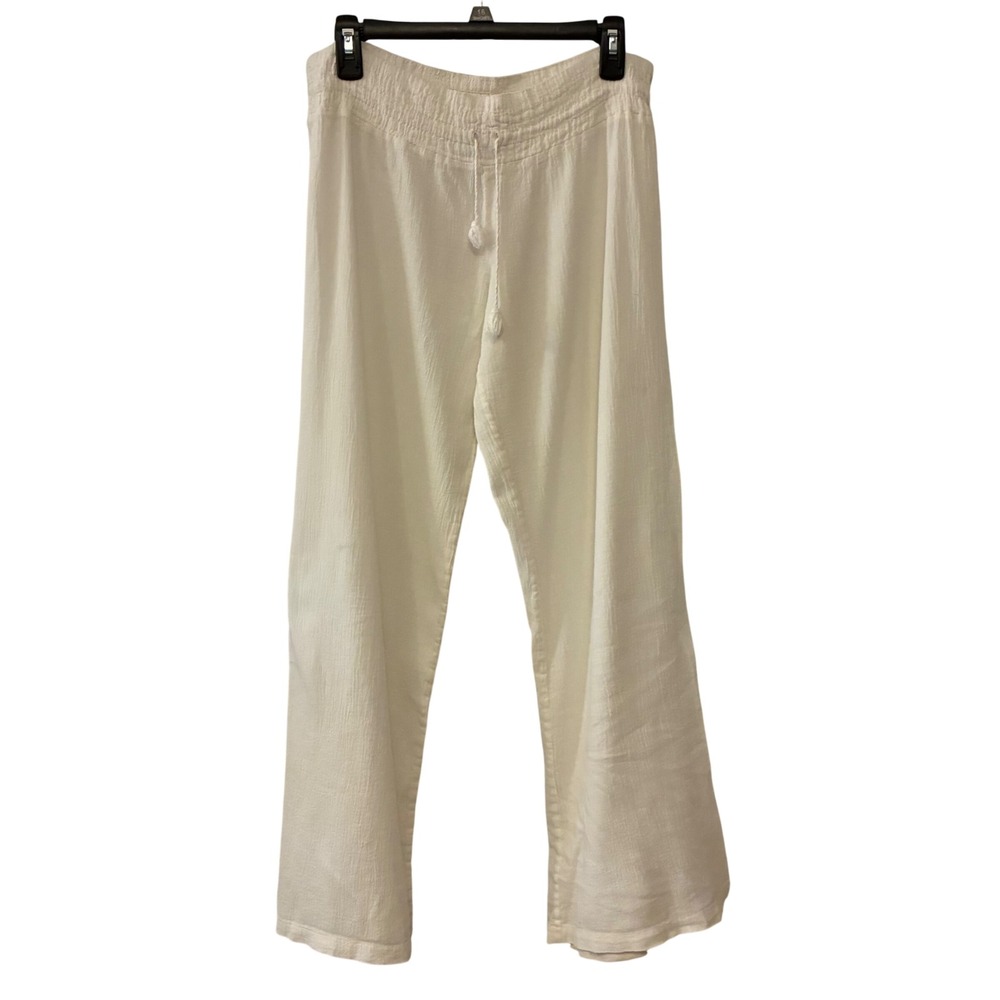 J. Crew White Cotton Gauze Wide Leg Pants Drawstring Cabana Boho Womens Small - Picture 3 of 13